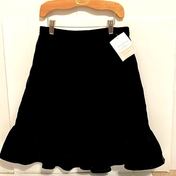 NWT Strasburg Black Velvet Ruffle Skirt Youth Girls Size 14 Y